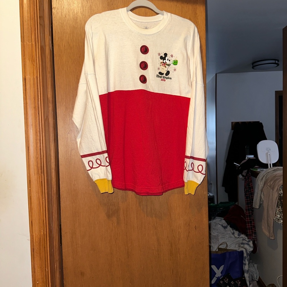 Disney Mickey Mouse Kids Long Sleeve Shirt - Red, White, and Yellow